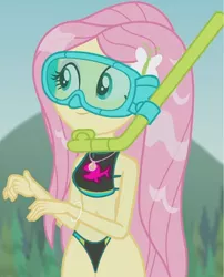 Size: 1080x1338 | Tagged: suggestive, artist:twinet, derpibooru import, edit, edited screencap, screencap, fluttershy, equestria girls, equestria girls series, unsolved selfie mysteries, adorasexy, beach, belly button, bikini, clothes, cute, diving goggles, female, geode of fauna, glowstick, hairpin, image, magical geodes, outdoors, png, sexy, shyabetes, snorkel, solo, swimsuit, thighs, thunder thighs, tight clothing, wet, wet hair