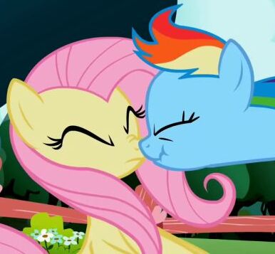 Size: 386x357 | Tagged: safe, derpibooru import, screencap, fluttershy, rainbow dash, pegasus, pony, may the best pet win, boop, close-up, cropped, duo, eyes closed, female, image, jpeg, mare, nose to nose, out of context, scrunchy face