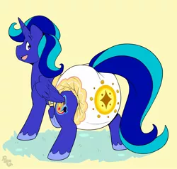Size: 2048x1952 | Tagged: suggestive, artist:cuddlehooves, derpibooru import, oc, unofficial characters only, alicorn, pony, alicorn oc, diaper, diaper fetish, fetish, horn, image, jpeg, poofy diaper, solo, wings