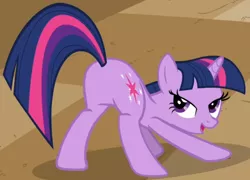Size: 786x567 | Tagged: safe, derpibooru import, screencap, twilight sparkle, pony, unicorn, a canterlot wedding, butt, cropped, face down ass up, female, image, lidded eyes, looking back, mare, out of context, plot, png, sexy, smiling, solo, stupid sexy twilight, sunshine sunshine, twibutt, unicorn twilight