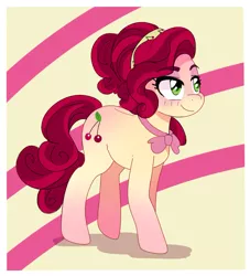 Size: 1331x1463 | Tagged: safe, artist:aaa-its-spook, derpibooru import, cherry jubilee, earth pony, pony, bowtie, female, image, jpeg, mare, smiling, solo