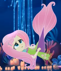 Size: 1781x2048 | Tagged: safe, artist:aryatheeditor, derpibooru import, edit, edited screencap, screencap, fluttershy, mermaid, seapony (g4), equestria girls, my little pony: the movie, equestria girls interpretation, image, jpeg, mermaidized, scene interpretation, seaponified, seapony fluttershy, smiling, solo, species swap, underwater