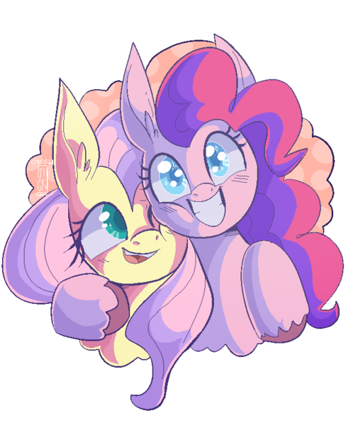 Size: 650x800 | Tagged: safe, artist:sickbelle, derpibooru import, fluttershy, pinkie pie, earth pony, pegasus, best friends, cute, diapinkes, happy, hug, image, png, shyabetes, simple background, transparent background