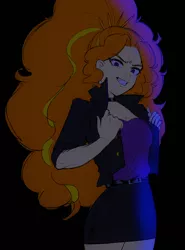 Size: 1920x2591 | Tagged: safe, artist:amazingpuffhair, derpibooru import, adagio dazzle, siren, equestria girls, breasts, cleavage, clothes, collar, doodle, image, jacket, jpeg, leather jacket, skirt, solo