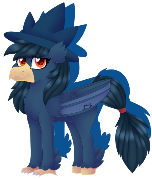 Size: 1920x2264 | Tagged: safe, artist:spokenmind93, derpibooru import, oc, bird, crow, hippogriff, hybrid, murkrow, bat wings, hippogriff oc, image, png, pokémon, ponymon, solo, wings