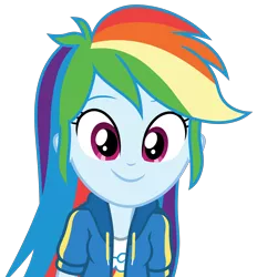 Size: 2160x2330 | Tagged: safe, artist:knightoftheraven, derpibooru import, rainbow dash, equestria girls, equestria girls series, fluttershy's butterflies, clothes, cute, cutie mark, cutie mark on clothes, dashabetes, female, happy, high res, image, inkscape, jacket, looking at you, missing accessory, png, shirt, simple background, smiling, smiling at you, solo, transparent background, vector