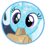 Size: 150x150 | Tagged: safe, artist:hexedits, derpibooru import, trixie, pony, unicorn, bag, circle, cute, icon, image, mouth hold, png