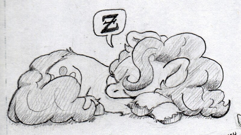 Size: 1338x751 | Tagged: safe, artist:lost marbles, derpibooru import, pinkie pie, earth pony, pony, female, image, jpeg, pencil drawing, simple background, sleeping, solo, solo female, traditional art, white background