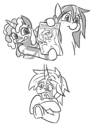 Size: 915x1201 | Tagged: safe, artist:jargon scott, derpibooru import, oc, oc:anonogee, oc:nyxzala, oc:okie dokey loki, unofficial characters only, alicorn, hybrid, pegasus, pony, zony, black and white, comic, crying, fear, female, filly, freckles, grayscale, hall monitor, image, magical lesbian spawn, monochrome, offspring, open mouth, parent:oc:dyx, parent:oc:filly anon, parent:oc:nyx, parent:oc:zala, parents:oc x oc, png, screaming, simple background, spongebob squarepants, tears of fear, underhoof, white background, wingding eyes