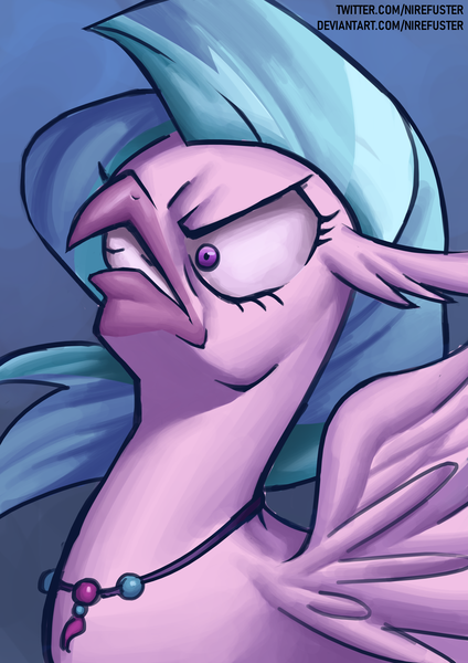 Size: 2480x3508 | Tagged: safe, artist:nire, derpibooru import, silverstream, classical hippogriff, hippogriff, season 8, what lies beneath, spoiler:s08, angry, birb, faic, female, frown, gritted teeth, high res, image, png, scene interpretation, silverrage, solo, spread wings, wings