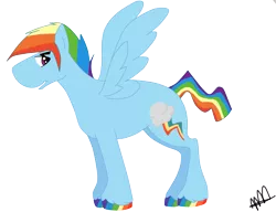 Size: 3261x2508 | Tagged: safe, artist:marmerso, derpibooru import, rainbow dash, pegasus, pony, colored hooves, image, multicolored hooves, png, rainbow blitz, rainbow hooves, rule 63, simple background, solo, transparent background, unshorn fetlocks