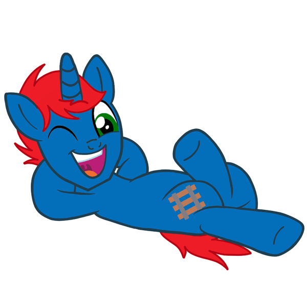 Size: 900x900 | Tagged: safe, artist:ry-bluepony1, derpibooru import, oc, oc:train track, unicorn, base used, crossed hooves, cutie mark, image, one eye closed, png, pose, show accurate, wink
