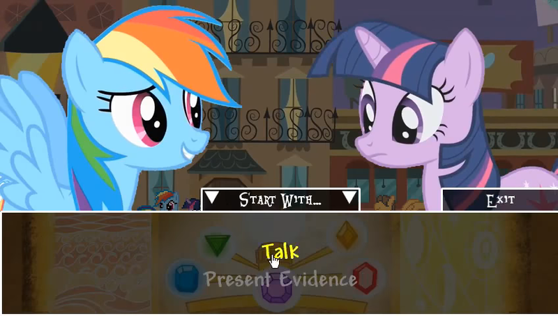 Size: 848x480 | Tagged: safe, derpibooru import, hoops, rainbow dash, twilight sparkle, pegasus, pony, unicorn, 8-bit, city, demo, game, image, my little investigations, png, restaurant, smiling, unicorn twilight