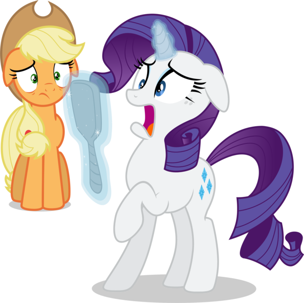 Size: 4344x4330 | Tagged: safe, artist:estories, artist:frownfactory, artist:tomfraggle, derpibooru import, edit, editor:slayerbvc, vector edit, applejack, rarity, earth pony, pony, unicorn, absurd resolution, applejack's hat, cowboy hat, duo, duo female, female, floppy ears, freckles, gasp, glowing horn, hand mirror, hat, horn, horrified, image, magic, magic aura, mare, marshmelodrama, open mouth, png, raised hoof, rarity being rarity, shocked, simple background, stetson, telekinesis, the worst possible thing, transparent background, vector