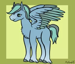 Size: 1750x1500 | Tagged: safe, artist:misskanabelle, derpibooru import, oc, unofficial characters only, pegasus, pony, abstract background, chest fluff, ear fluff, image, male, pegasus oc, png, signature, solo, stallion, wings