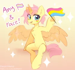 Size: 4046x3798 | Tagged: safe, artist:dedfriend, derpibooru import, oc, pony, auction open, base, collaboration, holding a flag, image, png, pride flag, pride month, pride ponies, solo, ych advertisement, ych sketch, your character here auction