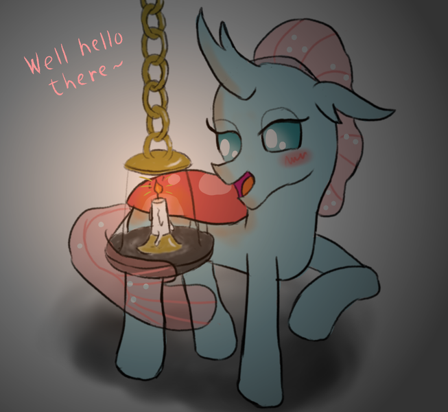 Size: 1016x934 | Tagged: safe, artist:paw-of-darkness, derpibooru import, ocellus, changeling, atg 2021, bugs doing bug things, candle, cargo ship, female, image, lamp, newbie artist training grounds, png, shipping, solo