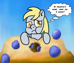 Size: 2000x1700 | Tagged: safe, artist:saburodaimando, derpibooru import, derpy hooves, pony, atg 2021, female, filly, food, image, muffin, newbie artist training grounds, png, that pony sure does love muffins, younger