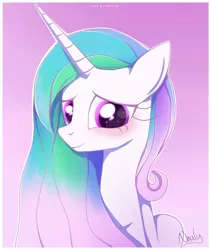 Size: 1024x1211 | Tagged: safe, artist:nnaly, derpibooru import, princess celestia, alicorn, pony, blushing, female, gradient background, image, jpeg, smiling, solo