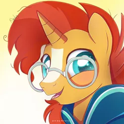 Size: 1024x1024 | Tagged: safe, artist:nnaly, derpibooru import, sunburst, pony, unicorn, bust, gradient background, image, jpeg, male, portrait, solo