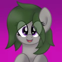 Size: 1068x1068 | Tagged: safe, artist:froyo15sugarblast, derpibooru import, oc, oc:penny apple, unofficial characters only, earth pony, pony, birthday gift, bust, cute, earth pony oc, eye clipping through hair, female, gradient background, happy, image, looking at you, mare, ocbetes, open mouth, open smile, png, portrait, smiling, smiling at you, solo