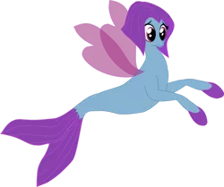 Size: 1280x1070 | Tagged: safe, artist:oceanrailroader, derpibooru import, salina blue, seapony (g4), my little pony: the movie, clothes, female, fins, fin wings, fish tail, image, png, purple eyes, see-through, simple background, smiling, solo, tail, transparent background, wings