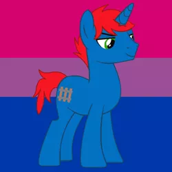 Size: 900x900 | Tagged: safe, artist:ry-bluepony1, derpibooru import, oc, oc:train track, unofficial characters only, pony, unicorn, base used, bisexual, bisexual pride flag, cutie mark, horn, image, male, png, pride, pride flag, show accurate, smiling, smirk, solo, stallion, unicorn oc