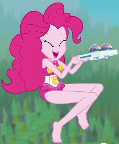 Size: 410x496 | Tagged: safe, derpibooru import, screencap, pinkie pie, human, equestria girls, equestria girls series, too hot to handle, barefoot, cropped, cute, diapinkes, eyes closed, feet, female, happy, image, open mouth, open smile, png, smiling, snowcone, solo