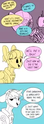 Size: 722x2000 | Tagged: safe, artist:tallaferroxiv, oc, unofficial characters only, pegasus, pony, unicorn, 3 panel comic, comic, dialogue, duo, female, floppy ears, horn, image, jpeg, limited palette, mare, open mouth, pegasus oc, space, spacesuit, unicorn oc, wings