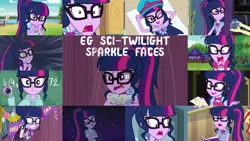 Size: 1280x721 | Tagged: safe, derpibooru import, edit, edited screencap, editor:quoterific, screencap, fluttershy, sci-twi, sunset shimmer, twilight sparkle, equestria girls, equestria girls series, forgotten friendship, friendship games, legend of everfree, movie magic, rollercoaster of friendship, spring breakdown, star crossed, stressed in show, sunset's backstage pass!, the finals countdown, the road less scheduled, the road less scheduled: fluttershy, spoiler:eqg series (season 2), spoiler:eqg specials, armpits, beach, bowtie, camp everfree outfits, chalkboard, clothes, crossed arms, cute, cutie mark, cutie mark on clothes, female, geode of telekinesis, glasses, image, jewelry, jpeg, lidded eyes, magical geodes, messy hair, necklace, night, offscreen character, one eye closed, one-piece swimsuit, open mouth, scared, shocked, shocked expression, swimsuit, timer, twiabetes, twilight being twilight