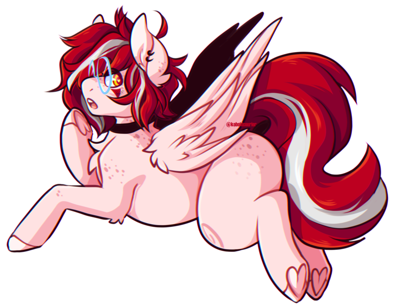 Size: 2381x1866 | Tagged: safe, artist:koboldcourier, derpibooru import, oc, oc:angelfire, fluffy pony, pegasus, pony, body freckles, fluffy, freckles, glasses, heart, heart eyes, heart hoof, image, missing cutie mark, pegasus oc, pegasus wings, png, red hair, simple background, solo, transparent background, wingding eyes, wings
