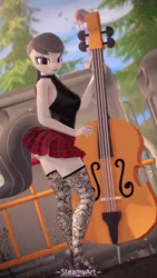Size: 2160x3840 | Tagged: safe, alternate version, artist:phenioxflame, derpibooru import, octavia melody, anthro, earth pony, 3d, breasts, busty octavia, clothes, commission, double bass, high heels, image, looking at you, musical instrument, png, shoes, skirt, socks, solo, source filmmaker, stockings, suit, thigh highs