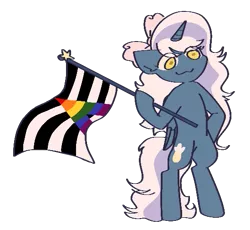 Size: 549x504 | Tagged: safe, artist:bstau-bunse, derpibooru import, oc, oc:fleurbelle, anthro, bipedal, bow, flag, hair bow, holding a flag, image, png, pride flag, simple background, straight ally flag, transparent background, yellow eyes