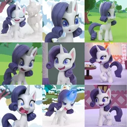Size: 1099x1100 | Tagged: safe, artist:andrew hickinbottom, artist:andyh_3d, derpibooru import, part of a set, screencap, rarity, pony, unicorn, my little pony: stop motion short, expressions, eyes closed, female, glowing horn, horn, image, jpeg, magic, magic aura, open mouth, solo