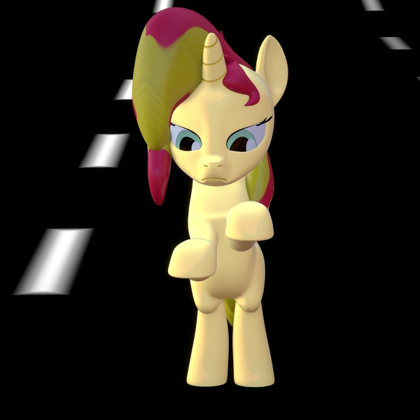 Size: 4000x4000 | Tagged: safe, artist:wissle, derpibooru import, sunset shimmer, pony, unicorn, 3d, absurd resolution, angry, atg 2021, bipedal, blender, female, hitting, image, jpeg, mare, newbie artist training grounds, road, simple background, solo