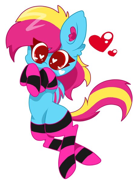 Size: 1499x2048 | Tagged: safe, artist:kittyrosie, derpibooru import, oc, unofficial characters only, clothes, crossed hooves, cute, image, jpeg, ocbetes, old art, socks, striped socks, style change