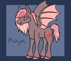 Size: 1750x1500 | Tagged: safe, artist:misskanabelle, derpibooru import, oc, unofficial characters only, bat pony, pony, bat pony oc, bat wings, chest fluff, ear fluff, female, image, mare, parent:nurse redheart, parents:canon x oc, png, signature, unshorn fetlocks, wings