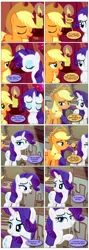 Size: 868x2442 | Tagged: safe, artist:dziadek1990, artist:silver mint, derpibooru import, edit, edited screencap, screencap, applejack, rarity, fanfic:ask me again tomorrow, made in manehattan, the crystal empire, comic, conversation, dialogue, female, image, lesbian, png, rarijack, requested art, screencap comic, shipping, text