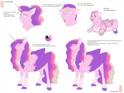 Size: 4000x3000 | Tagged: safe, artist:anelaponela, derpibooru import, princess cadance, alicorn, pegasus, pony, baby, baby pony, cheek fluff, colored wings, cyrillic, ear fluff, female, headcanon, horn, image, looking at you, png, redesign, reference sheet, russian, simple background, smiling, solo, travelersverse, wings
