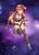 Size: 785x1080 | Tagged: safe, artist:thebrokencog, sunset shimmer, human, armor, choker, clothes, costume, humanized, image, png, shoulder pads, solo, space, stockings, thigh highs, unconvincing armor, woman