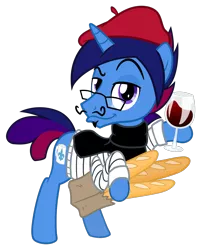 Size: 1060x1320 | Tagged: safe, artist:earth_pony_colds, derpibooru import, oc, oc:marquis majordome, alcohol, baguette, bonnet, bread, food, french, image, png, show accurate, wine