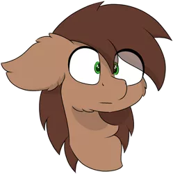 Size: 4880x4904 | Tagged: safe, artist:skylarpalette, derpibooru import, oc, unofficial characters only, pony, brown fur, brown mane, bust, green eyes, image, png, redraw, shocked, simple background, simple shading, stare, transparent background