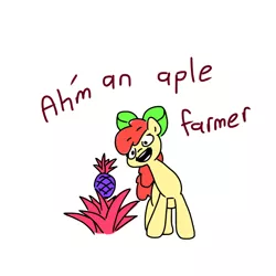 Size: 1280x1280 | Tagged: safe, artist:pencilbrony, derpibooru import, apple bloom, pony, female, filly, food, image, pineapple, png, solo