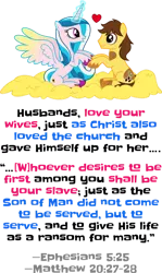 Size: 600x1007 | Tagged: safe, artist:parclytaxel, artist:starponys87, derpibooru import, oc, oc:hope unquenchable, oc:seth appleheart, alicorn, earth pony, unicorn, bible, bible verse, blue hair, brown, brown hair, christianity, father, father's day, female, glowing cutie mark, glowing horn, hazel eyes, horn, husband, image, jesus christ, love, majestic, male, mother, mother's day, nest, piebald, pink, png, purple eyes, religion, religious, romance, spotted, text