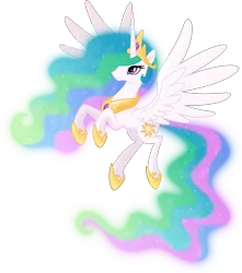 Size: 4000x4531 | Tagged: safe, artist:negatif22, derpibooru import, princess celestia, alicorn, pony, ethereal mane, female, flying, image, jewelry, mare, png, regalia, simple background, solo, spread wings, transparent background, vector, wings