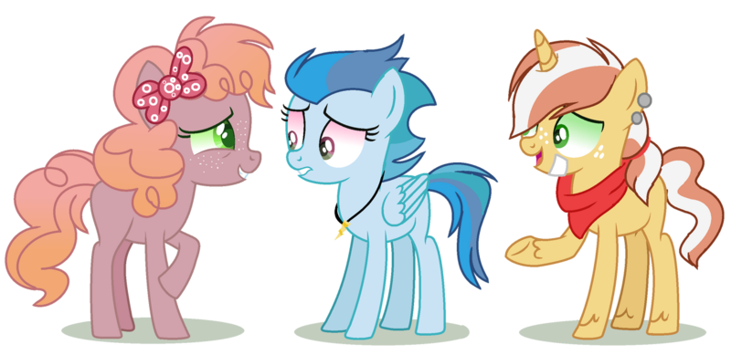 Size: 1280x623 | Tagged: safe, artist:venomous-cookietwt, derpibooru import, oc, unofficial characters only, earth pony, pegasus, pony, unicorn, female, image, magical gay spawn, male, offspring, parent:applejack, parent:flim, parent:li'l cheese, parent:little mac, parent:little mac (character), parent:rainbow dash, parent:soarin', parents:flimjack, parents:li'l mac n cheese, parents:soarindash, png, simple background, teenager, transparent background