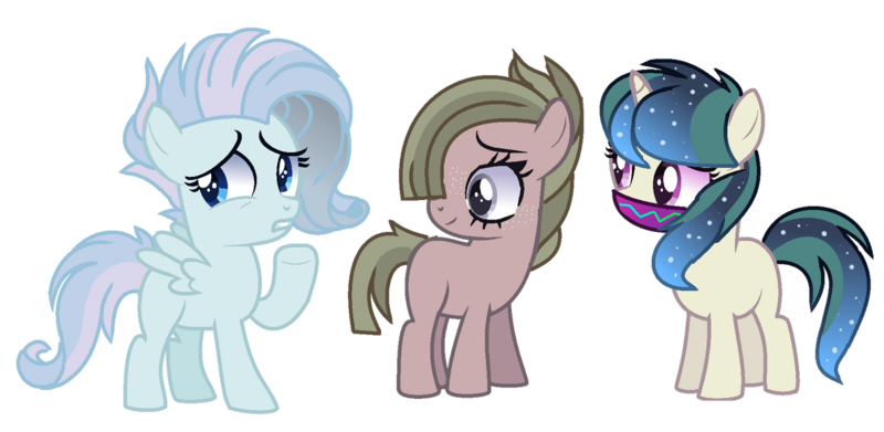 Size: 1280x626 | Tagged: safe, artist:venomous-cookietwt, derpibooru import, oc, unofficial characters only, earth pony, pegasus, pony, unicorn, female, filly, image, magical lesbian spawn, offspring, parent:big macintosh, parent:fleetfoot, parent:marble pie, parent:octavia melody, parent:rarity, parent:vinyl scratch, parents:marblemac, parents:scratchtavia, png, simple background, transparent background