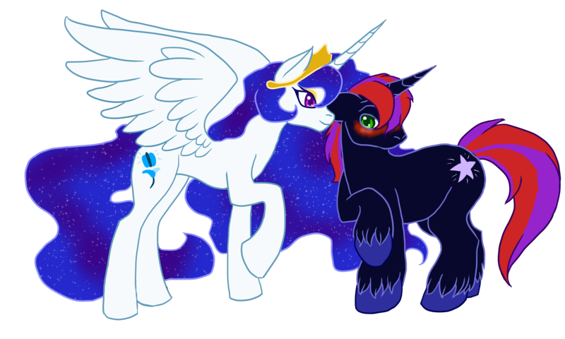 Size: 5000x3000 | Tagged: safe, artist:da_space_kase, artist:katsaka, artist:spacekase, derpibooru import, majesty, oc, alicorn, unicorn, blushing, fanart, female, image, king, male, my little pony, png, queen, queen majesty, straight