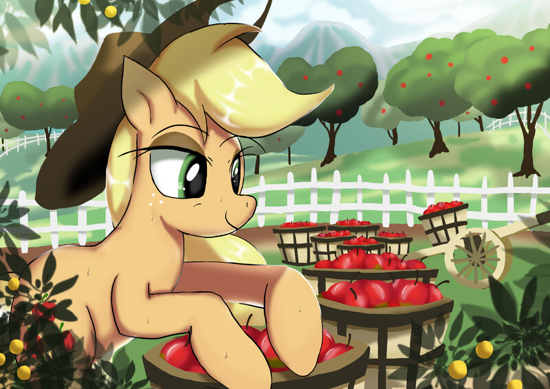 Size: 3508x2480 | Tagged: safe, artist:neoshrek, derpibooru import, applejack, earth pony, pony, image, jpeg, solo, sweet apple acres