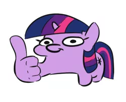 Size: 348x281 | Tagged: safe, artist:jargon scott, derpibooru import, twilight sparkle, pony, unicorn, female, filly, filly twilight sparkle, image, png, simple background, solo, squatpony, suddenly hands, thumbs up, twiggie, unicorn twilight, white background, younger